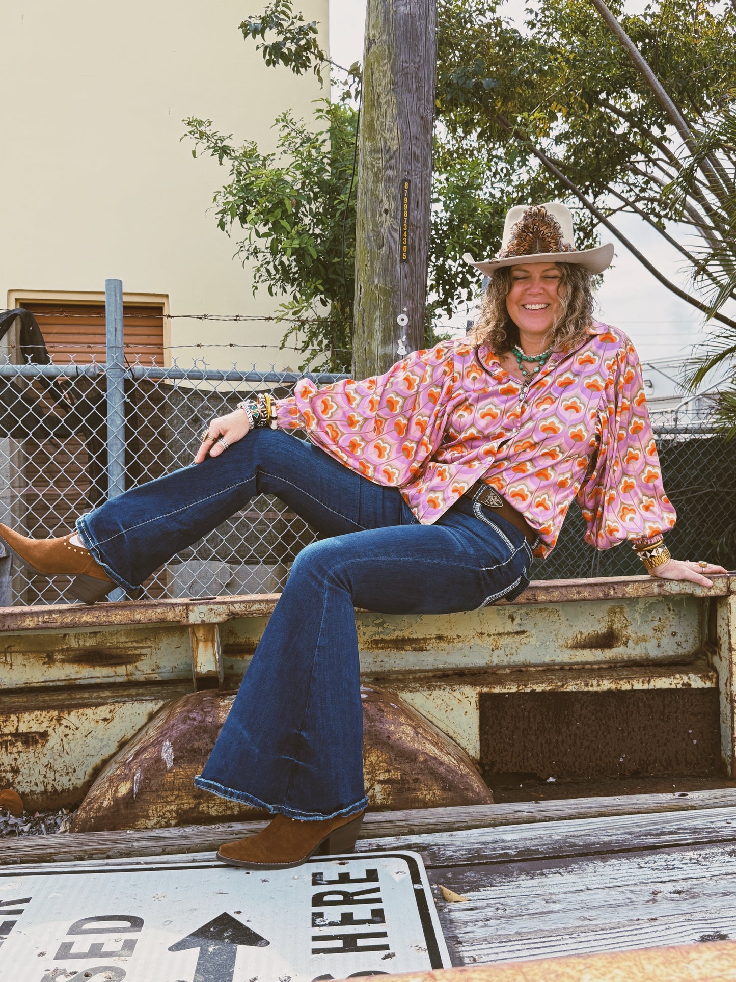 Room At The Top Balloon Sleeve Button Up Blouse (1S-2M-2L-1XL)