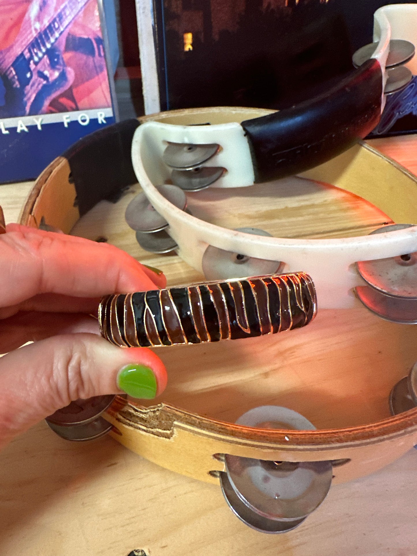 Ferocious Tiger Stripe Enamel Cuff Bracelet