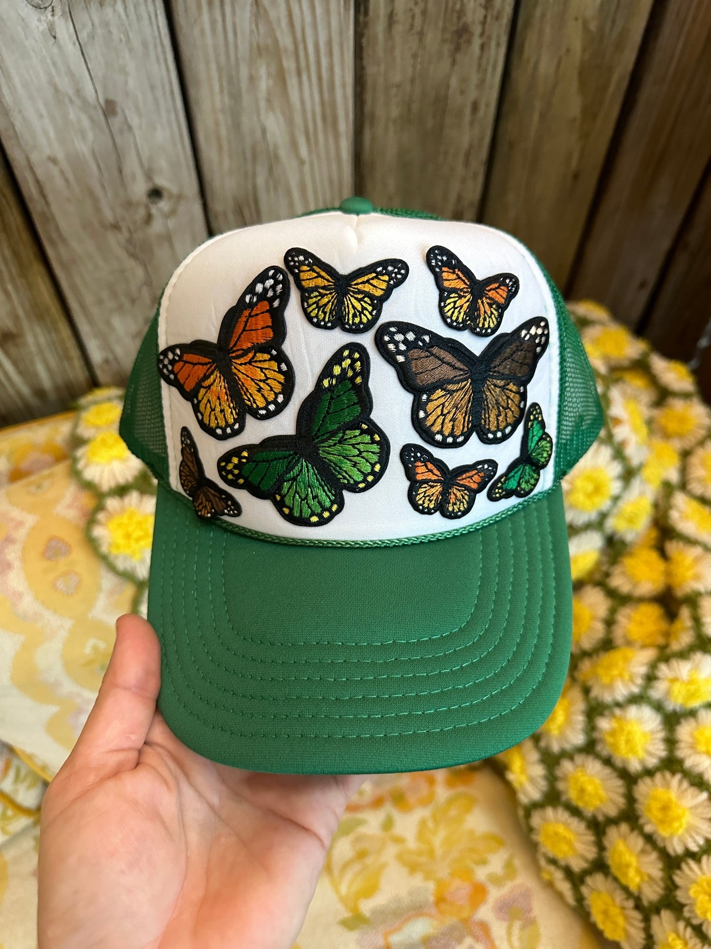 Flutter On By Custom Butterfly Patch Trucker Hat