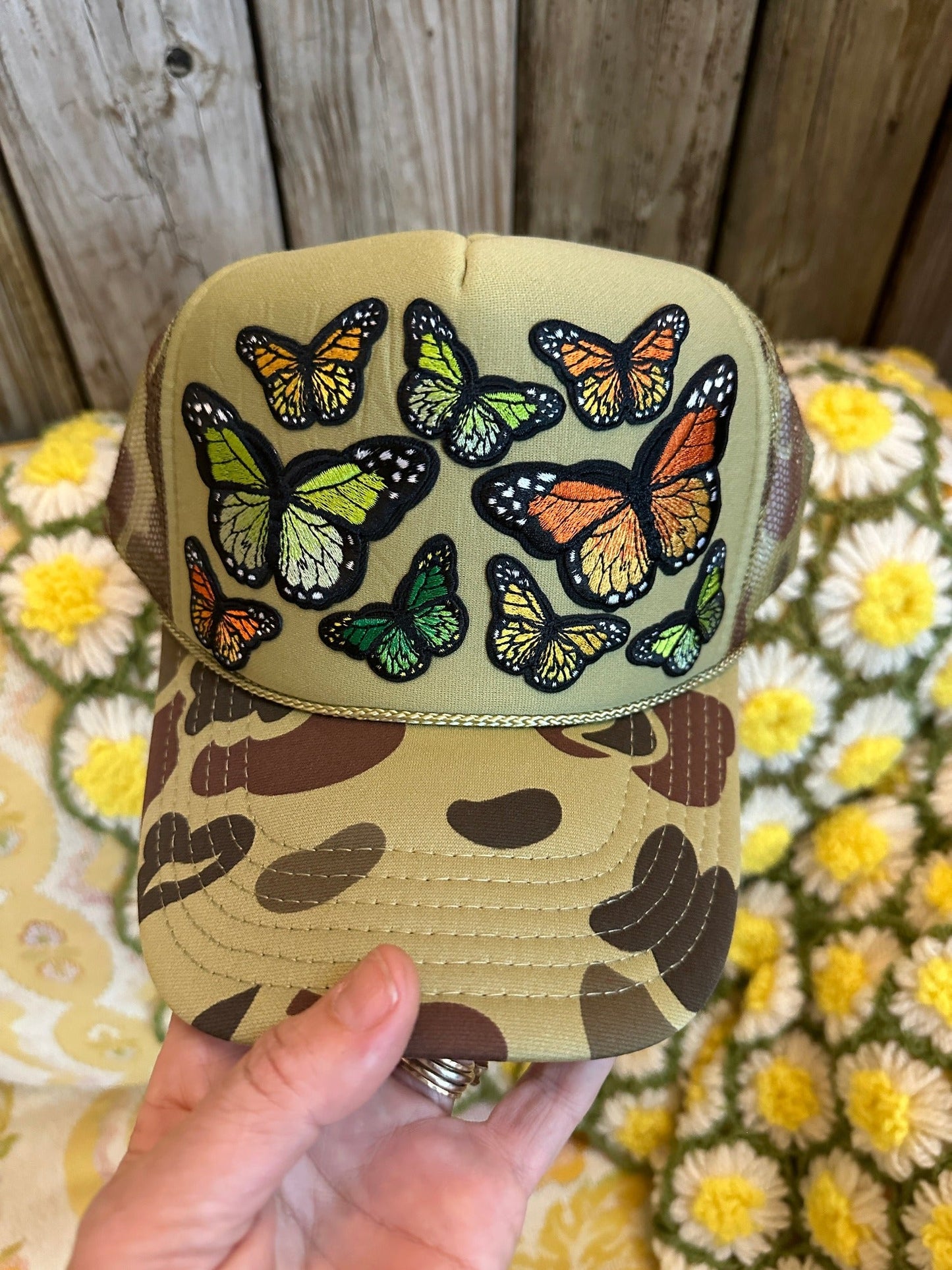 Flutter On By Custom Butterfly Patch Trucker Hat