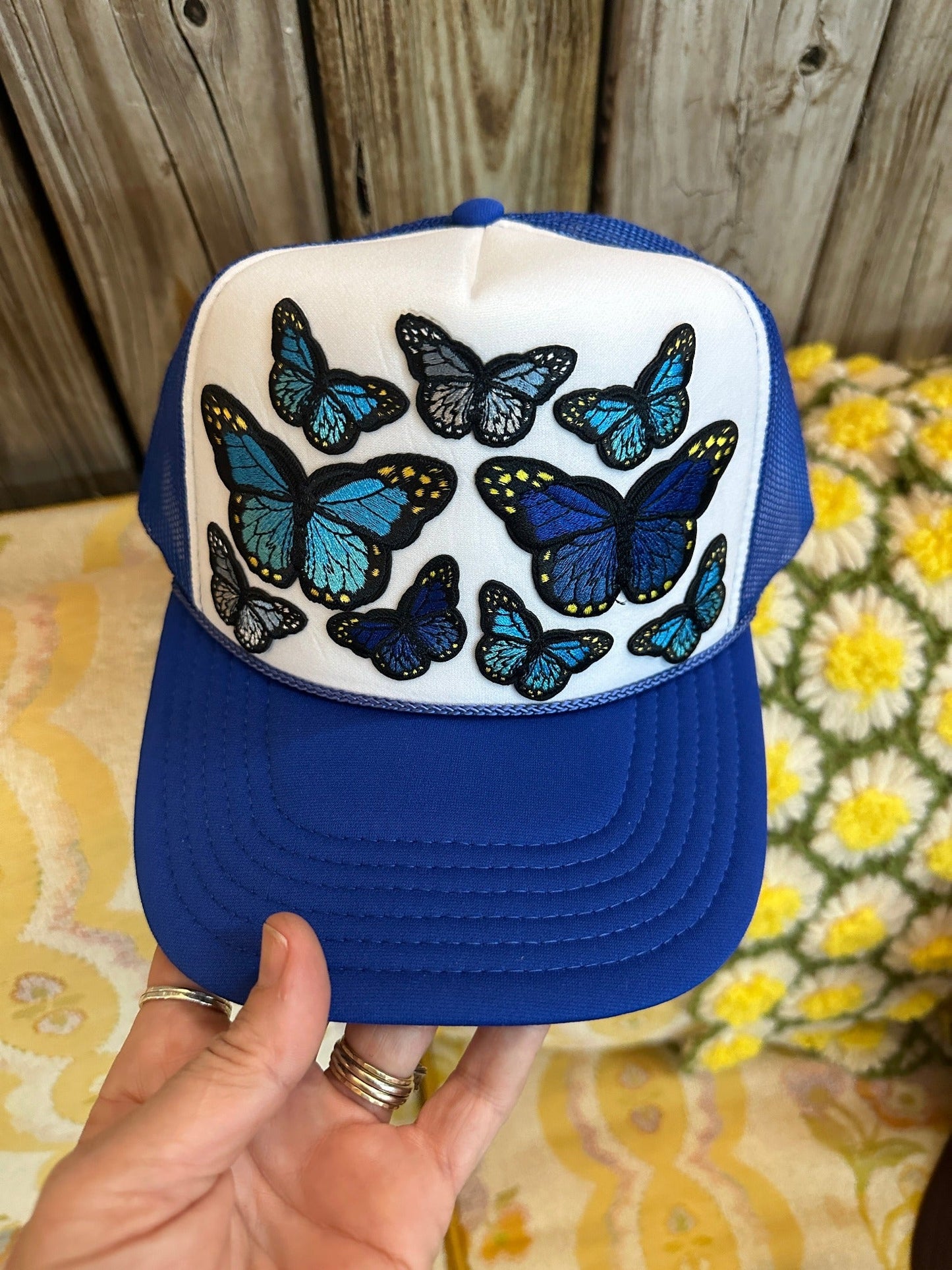 Flutter On By Custom Butterfly Patch Trucker Hat