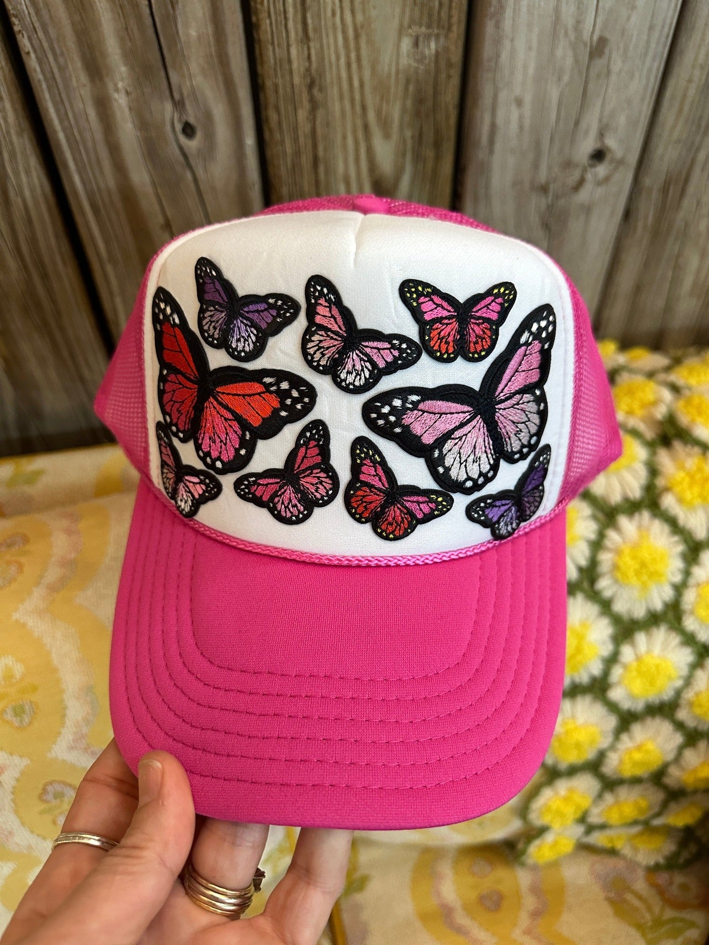 Flutter On By Custom Butterfly Patch Trucker Hat