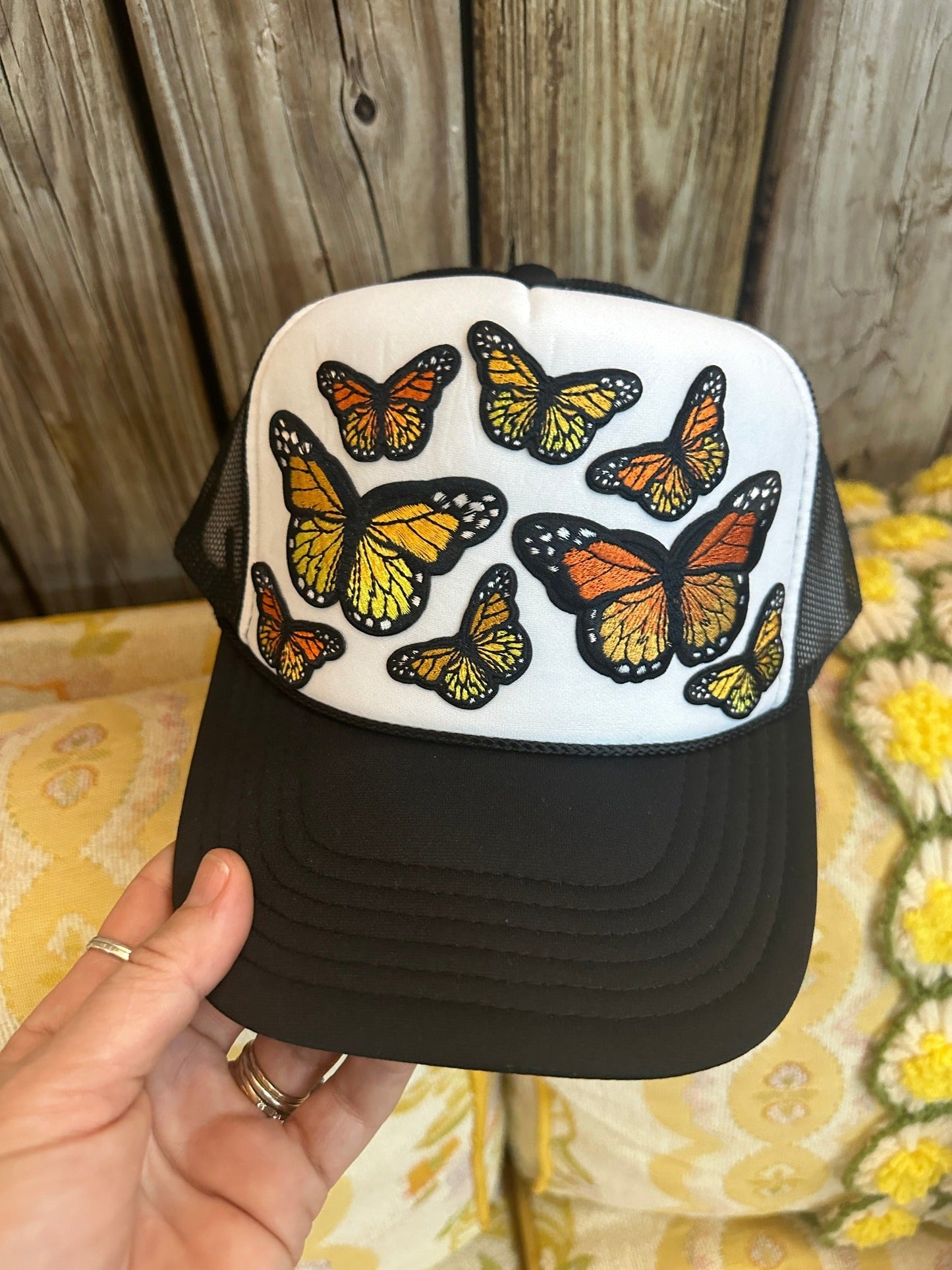 Flutter On By Custom Butterfly Patch Trucker Hat