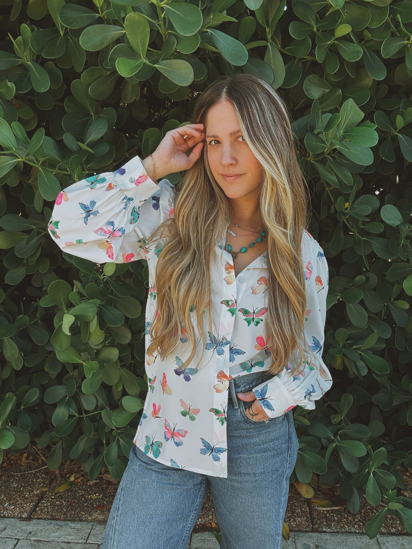 Eyes Without a Face Butterfly Button Up Blouse