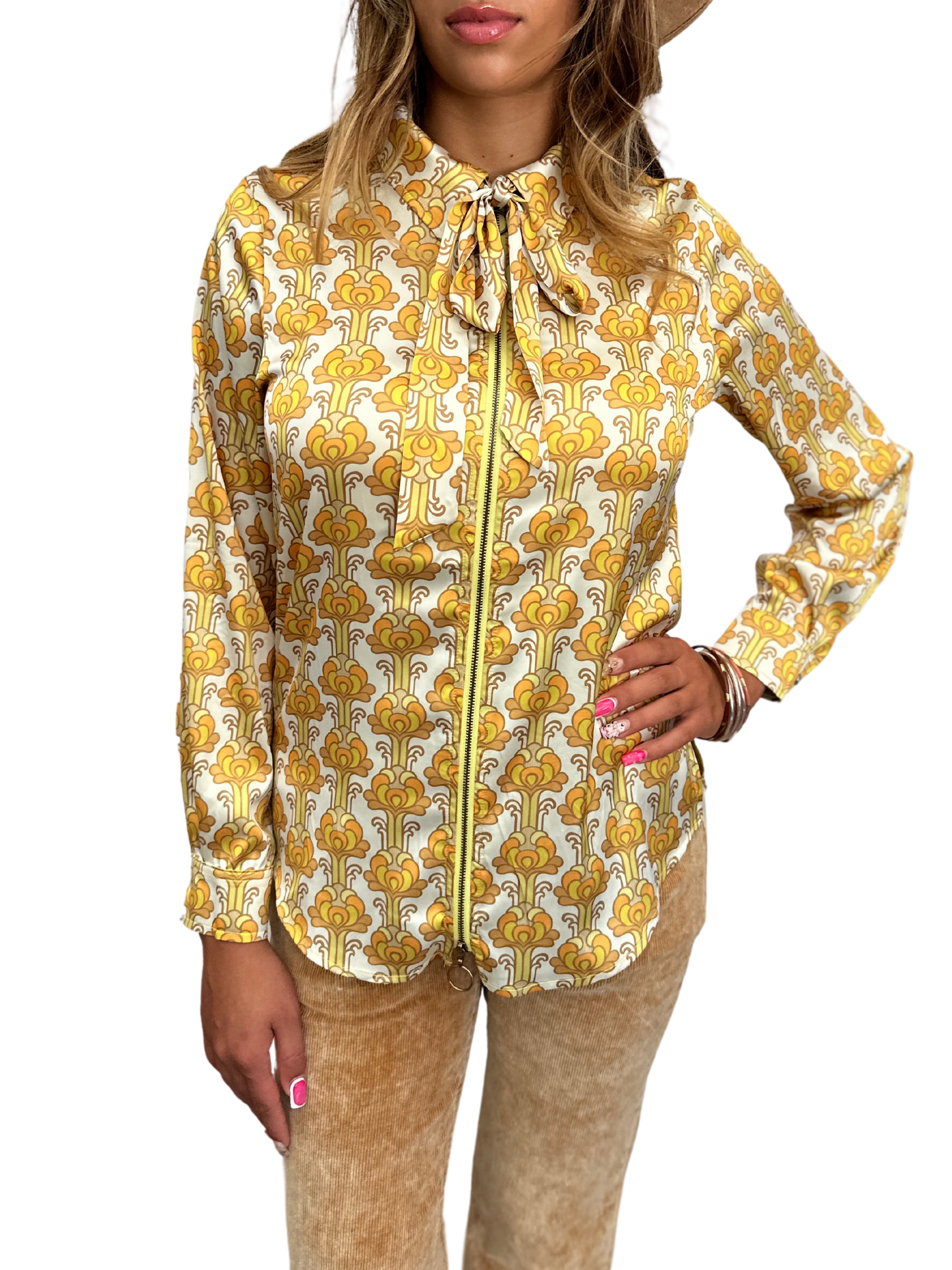 PRE PACK Golden Yellow Tulip Zipper Front Blouse (2S-2M-2L-1XL)