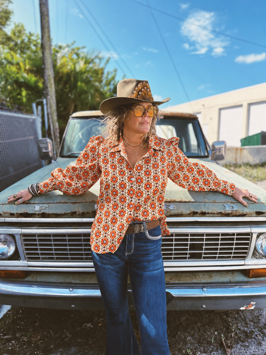 Going To California Retro Poppy Floral Blouse ~ PREORDER NOVEMBER 2026