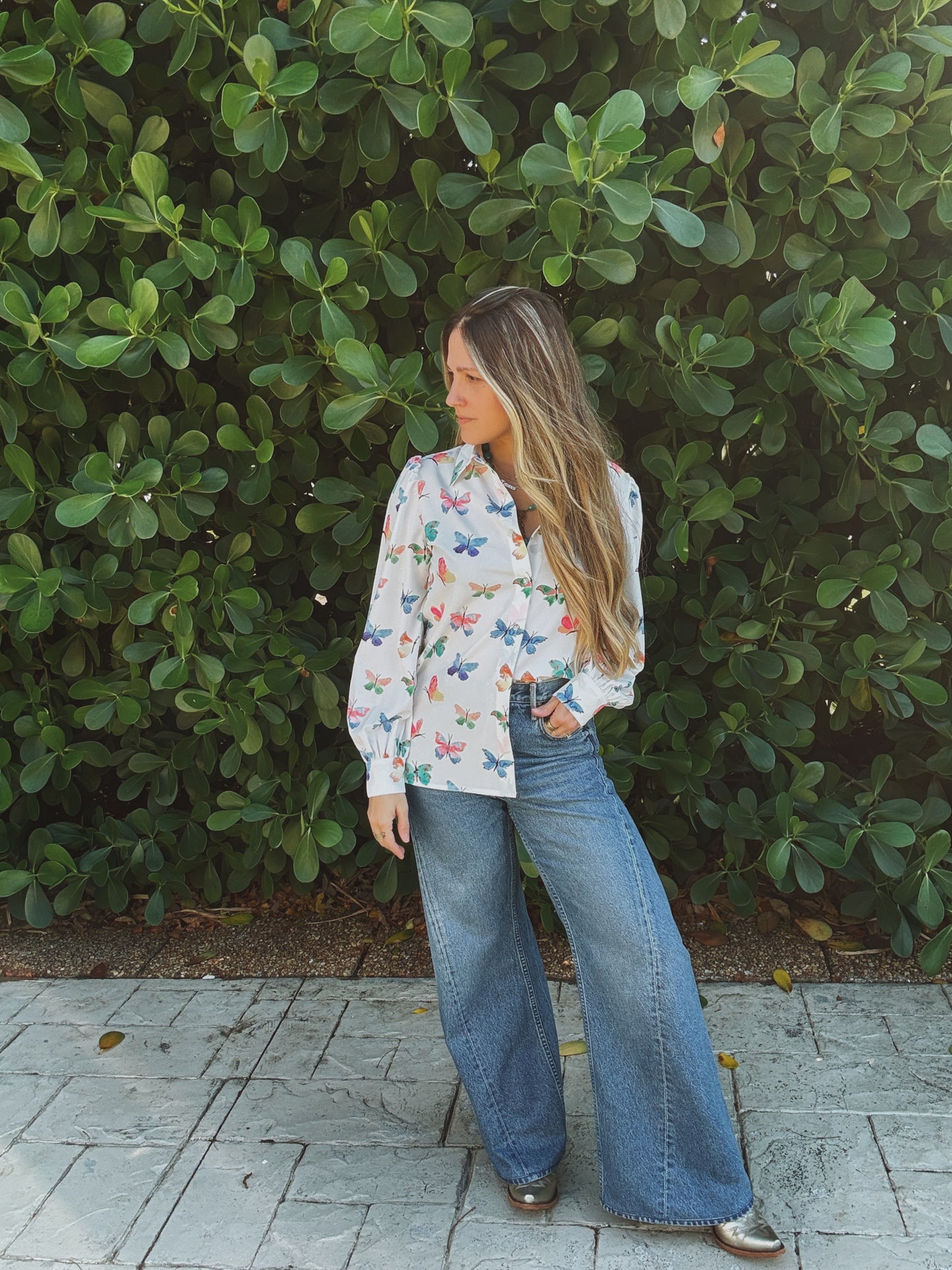 Eyes Without a Face Butterfly Button Up Blouse