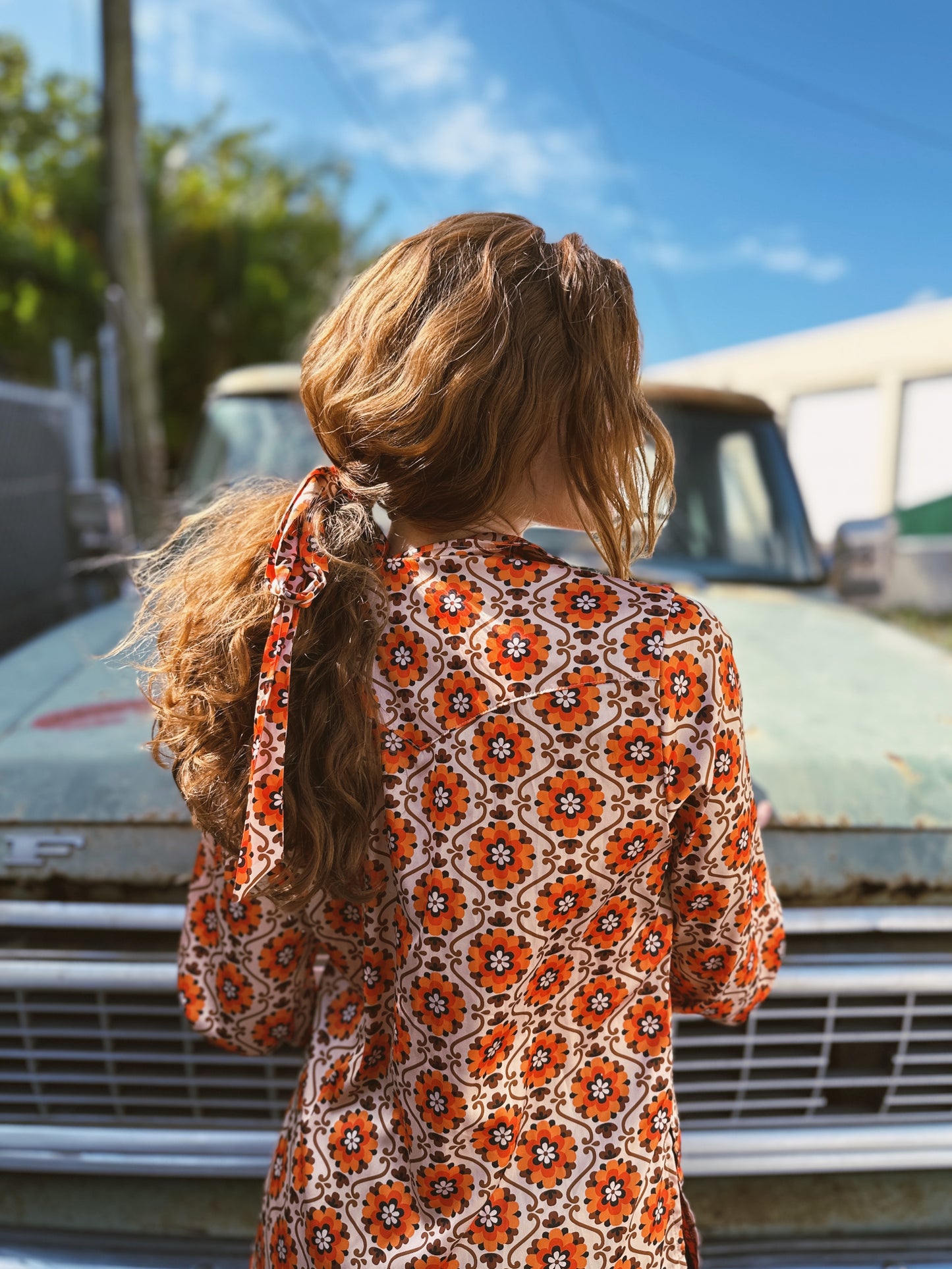 Going to California Large Poppy Flower Zipper Front Blouse (1S-2M-2L-1XL)