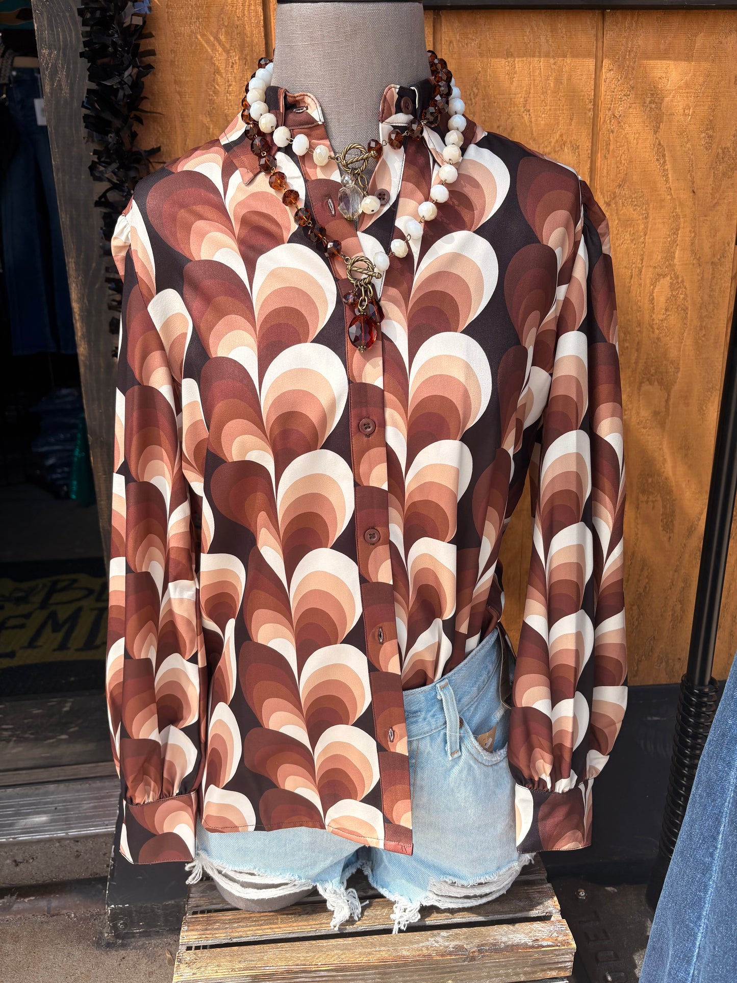 Love Calling Retro Heart Button Up Blouse