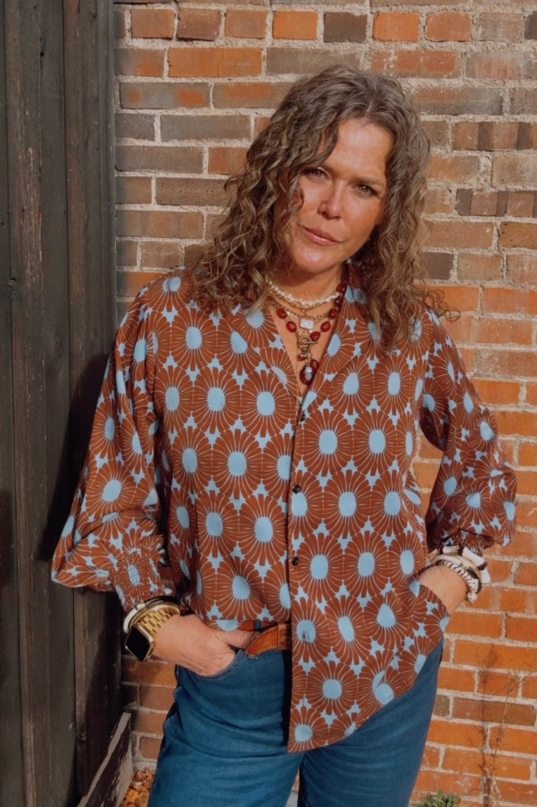 Blue Highway Retro Floral Balloon Sleeve Blouse - PREORDER MAY/JUNE 2026